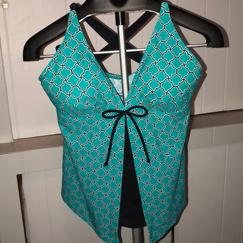 V-Neck Aqua colored tankini